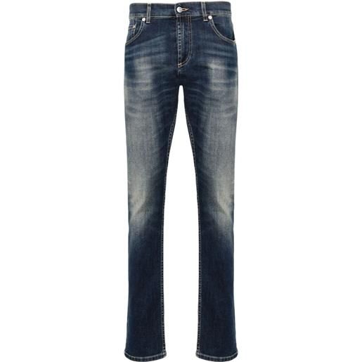 Alexander McQueen jeans skinny con ricamo - blu
