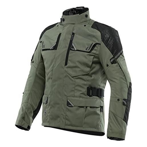 Dainese - ladakh 3l d-dry jacket, giacca moto touring impermeabile, protezioni su spalle e gomiti, 4 stagioni, giacca da moto per uomo, verde militare/nero, 44