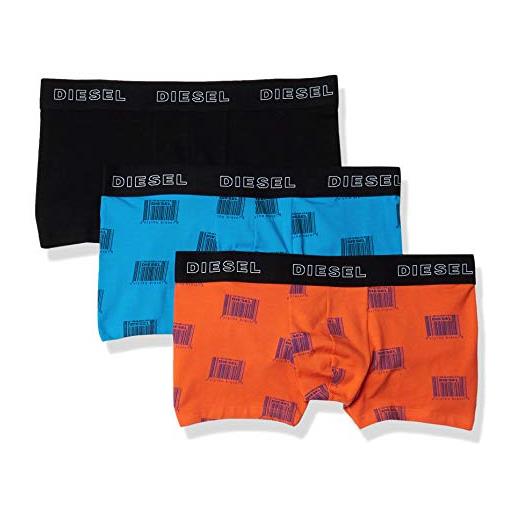 Diesel umbx-damienthreepack boxer-shorts corti, nero/blu/arancione scuro, l uomo