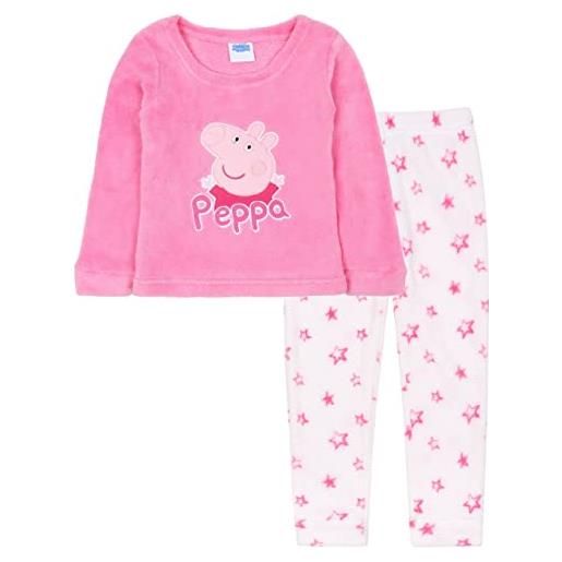 sarcia.eu maialetto peppa pig pigiama in pile per bambina, rosa-bianco oeko-tex 4-5 anni