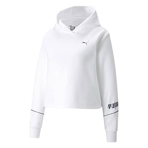 PUMA cyber cropped hoodie felpa, bianco white, s unisex-adulto
