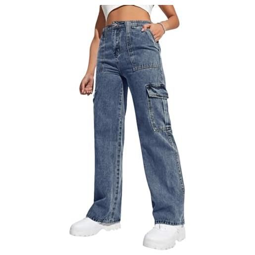 ticticlily pantaloni jeans donna vita alta larghi pantaloni denim stretch elastico gamba dritta lavaggio casuale y2k harajuku 90s pantaloni 90s e-girls hiphop pants