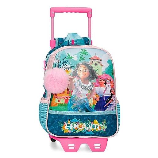 Disney encanto casita los madrigal zaino prescolare con carrello multicolore 23 x 28 x 10 cm microfibra 6,44 l, multicolore, zaino prescolare con carrello