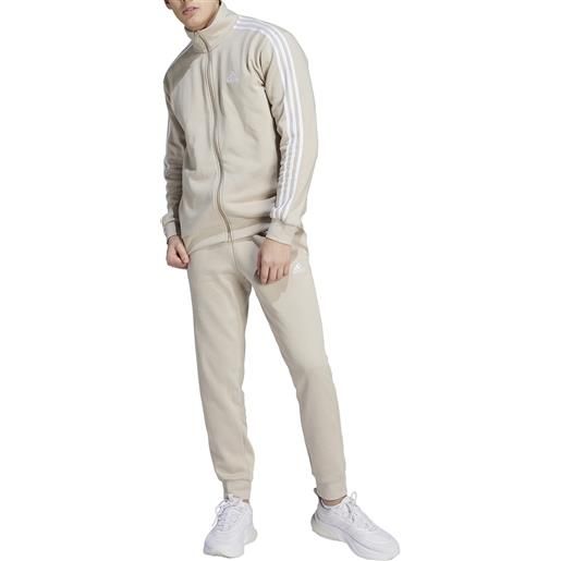Adidas tuta da uomo basic 3-stripes fleece beige