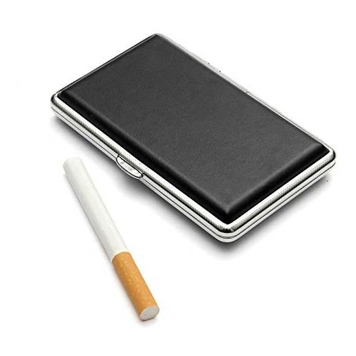 Gmcbeauty 1pc scatola di sigarette custodia per sigarette 6 colori tinta unita custodia per sigarette in pelle scatola porta-sigarette contenitore per fumatori per 14 sigarette-nero