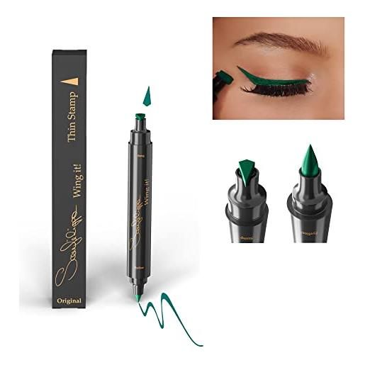 Sanfilippo wing it!Eyeliner and eye wing stamp- eyeliner con stampino- stampino piccolo jade green
