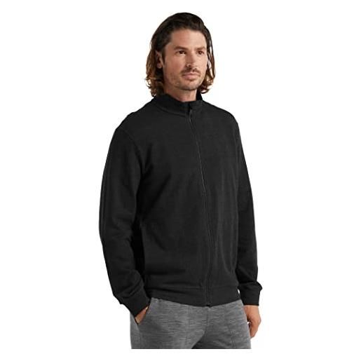 Icebreaker central uomo zip hoodie - abbigliamento sportivo in lana merino per escursioni, sport invernali, corsa, fitness - nero, s