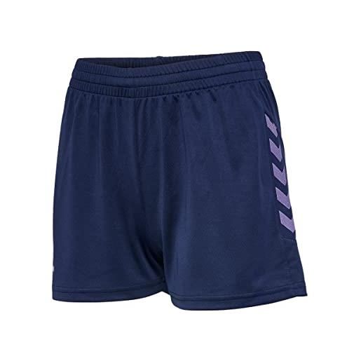 hummel hmlstaltic poly shorts donna, pantaloncini, viola marino/paisley, xl