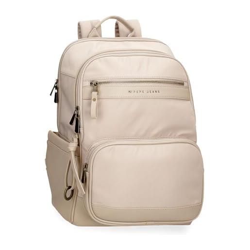 Pepe Jeans morgan zaino per computer portatile 15,6 beige 29 x 41 x 14 cm poliestere e pu 12,76l by joumma bags, beige, taglia unica, zaino per computer portatile