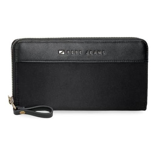 Pepe Jeans morgan portafoglio con porta carte di credito nero 19,5 x 10 x 2 cm poliestere e pu by joumma bags, nero, taglia unica, portafoglio con porta carte di credito