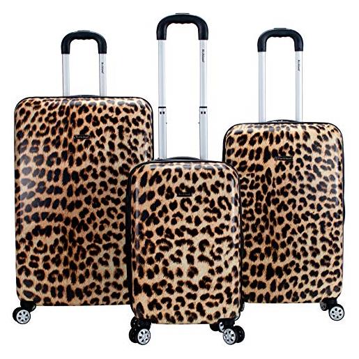 Rockland safari hardside spinner wheel bagagli, leopard, taglia unica, safari hardside spinner wheel bagagli