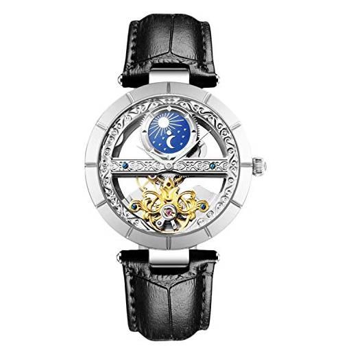 RORIOS orologio donna da polso orologio analogico automatico meccanico donna con cinturino in pelle women mechanical watches