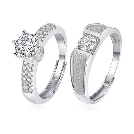 Vxddy coppie anello promessa coppia anelli fedine fede nuziale matrimonio abbinato argento sterling regalo fidanzamento san valentino