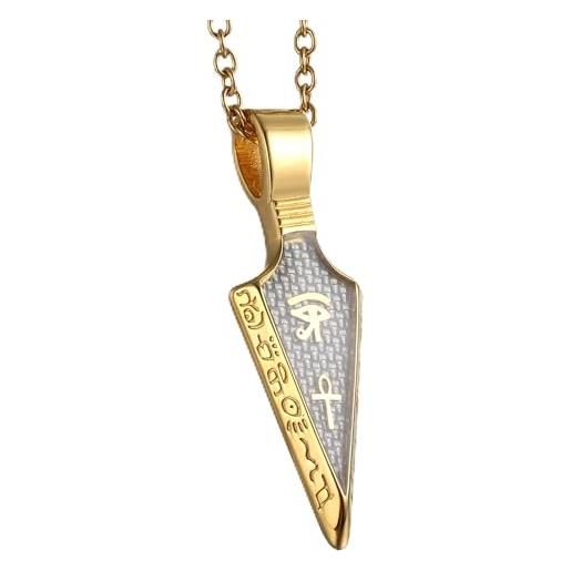 GTHIC collane con ciondolo a punta di freccia in acciaio inossidabile per uomini e donne regali di gioielli con occhio egiziano di ra ankh, collana in oro da 60 cm