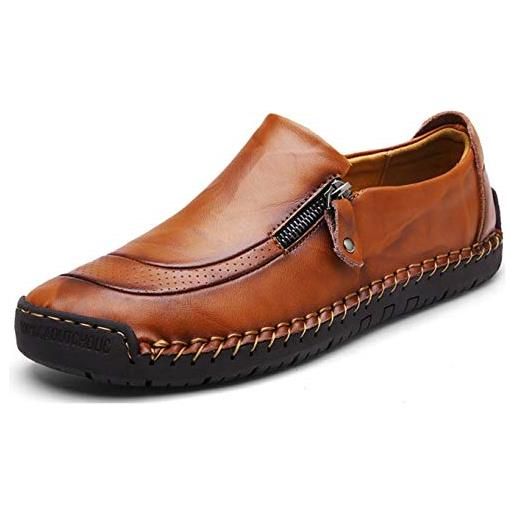 Moodeng mocassini uomo pelle estivi classic scarpe loafers slip on scarpe da guida scarpe da barca (giallo, numeric_40)