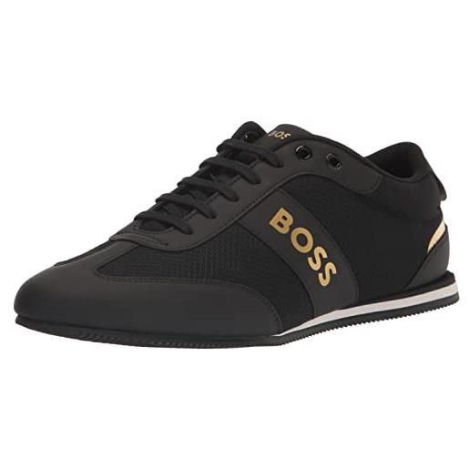 BOSS big logo nylon mesh sneaker, scarpe da ginnastica uomo, olio nero, 43 eu