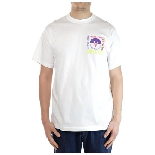 VERSACE JEANS COUTURE versace t-shirt uomo bianco t-shirt casual con maxi stampa logo multicolor sul retro l