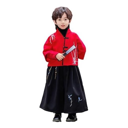 Uplateng bambini abito hanfu cinese antico ragazzi hanfu tradizionale cinese per set da 2 pezzi ragazze vestito operato da performance retrò tang 1-13 anni (boys, 110)