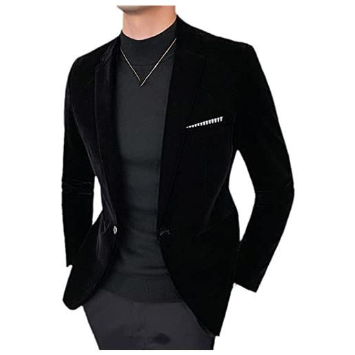 Kelsiop giacca blazer da uomo di affari di moda slim fit abito da sposa giacche groomsman partito suit outwear per uomo, nero , xxxl