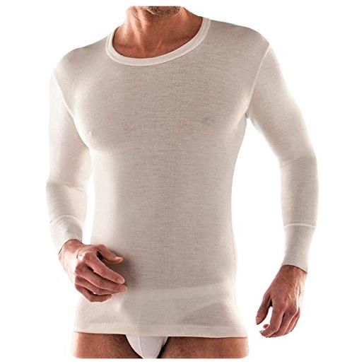Liabel maglia intima uomo girocollo manica lunga in pura lana 05167/333- contenuto in lana 80% calore, morbidezza e puro comfort grazie alla garanzia colore bianco
