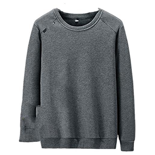 ANNA GARDEN maglione da uomo autunno scollo rotondo vestiti sciolti bella camicia a maniche lunghe tinta unita fondo (8 xl, grigio 2)