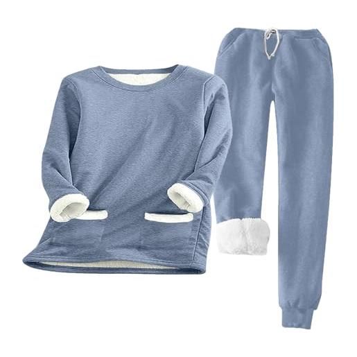 Geagodelia pigiama donna invernale pigiama in pile caldo set pigiama 2 pezzi per donne ragazze abbigliamento da casa felpe regalo (grigio, l)