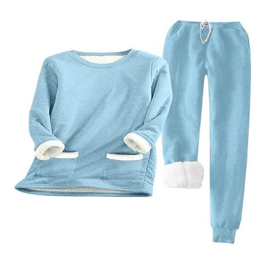 Geagodelia pigiama donna invernale pigiama in pile caldo set pigiama 2 pezzi per donne ragazze abbigliamento da casa felpe regalo (giallo, xxl)