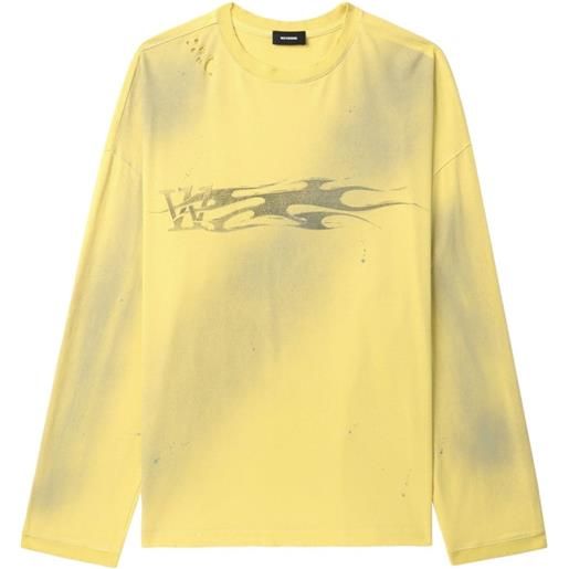 We11done t-shirt con effetto vissuto - giallo