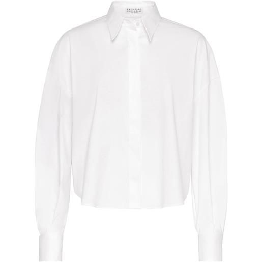 Brunello Cucinelli camicia con colletto a fascia - bianco