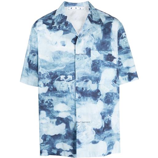 Off-White camicia in stile bowling con fantasia tie-dye - blu