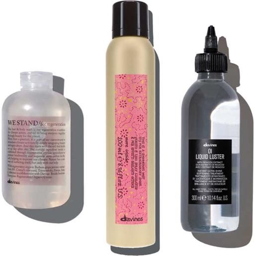 Davines we stand shampoo+shimmering mist+oil liquid luster 250+200+300ml - kit nutriente