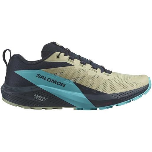 Salomon - scarpe da trail running - sense ride 5 alfalfa/carbon/peacock blue per uomo - taglia 6,5 uk, 7 uk, 7,5 uk, 8 uk, 8,5 uk, 9 uk, 9,5 uk, 10 uk, 10,5 uk, 11 uk, 11,5 uk, 12 uk - grigio