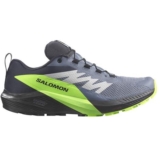 Salomon - scarpe da trail/running - sense ride 5 gtx flint stone/black/green gecko per uomo - taglia 6,5 uk, 7 uk, 7,5 uk, 8 uk, 8,5 uk, 9 uk, 9,5 uk, 10 uk, 10,5 uk, 11 uk, 11,5 uk, 12 uk - grigio