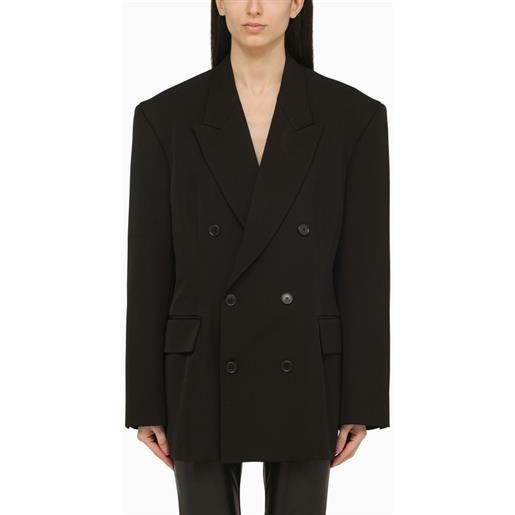 Balenciaga giacca cinched doppiopetto nera in lana