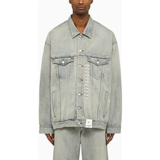 Balenciaga giacca in denim azzurra con size stickers