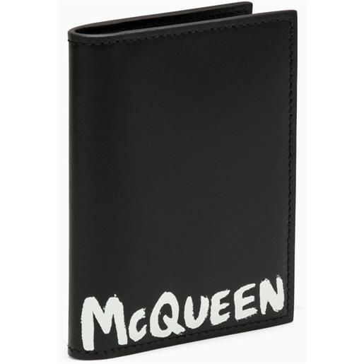 Alexander McQueen portacarte nero in pelle con logo