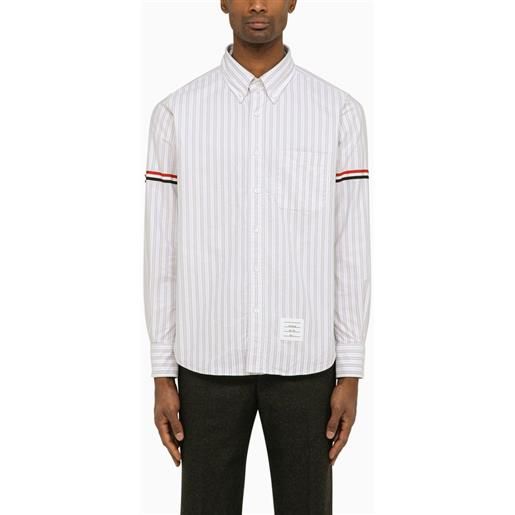 Thom Browne camicia oxford a righe bianca e grigia