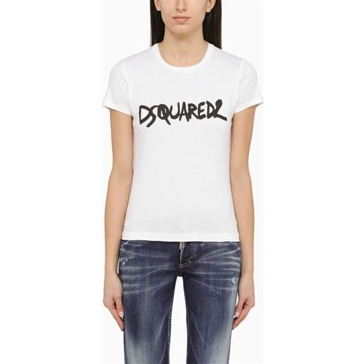 Dsquared2 t-shirt bianca in cotone con logo