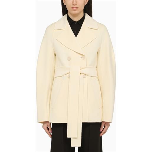 Sportmax cappotto corto doppiopetto color vaniglia in lana e cashmere