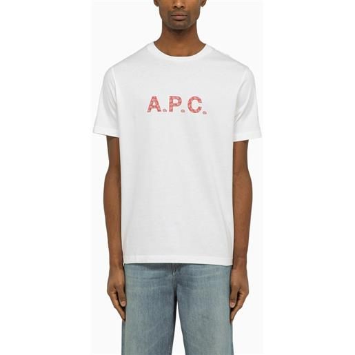 A.P.C. t-shirt girocollo bianca/rossa con logo