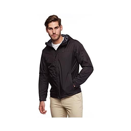 Tommy Hilfiger men's waterproof breathable hooded jacket, black, medium