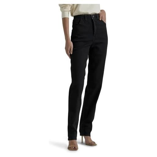 Lee women's relaxed fit side elastic tapered leg jean, double black, 12