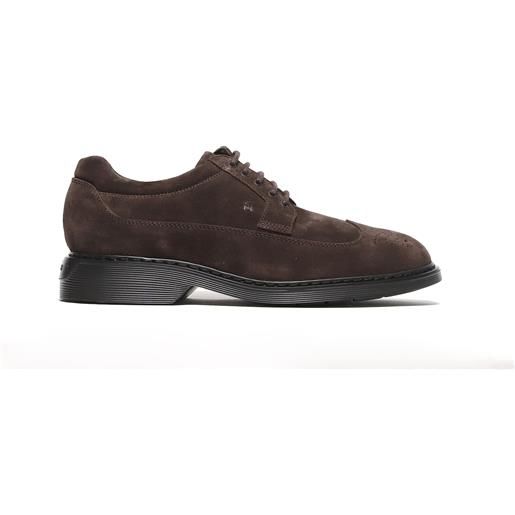 Hogan scarpa allacciata derby in suede ebano
