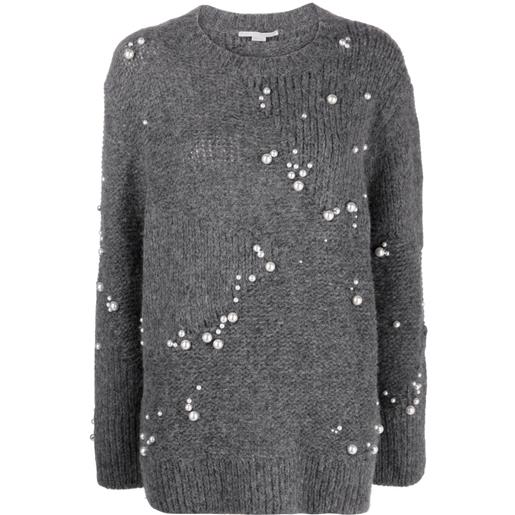 Stella McCartney maglione oversize con ricamo - grigio