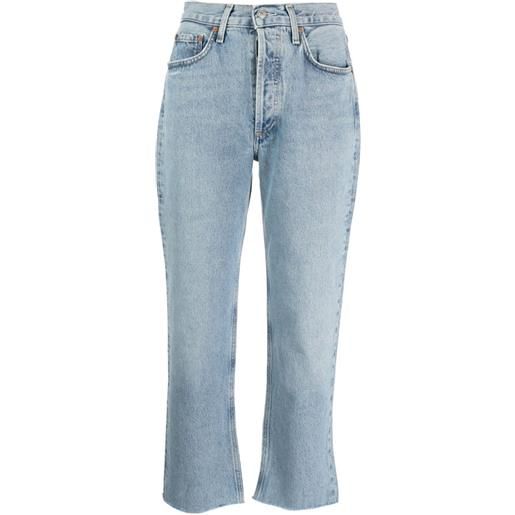 AGOLDE jeans crop lana con vita media - blu