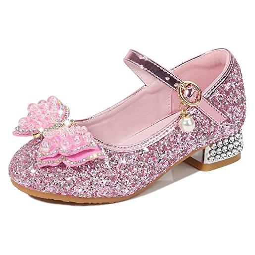 Scarpe Ballerine Glitterate Per Bambine - Eleganti Con Tacco Basso Per Feste E Occasioni Speciali - Foto 2