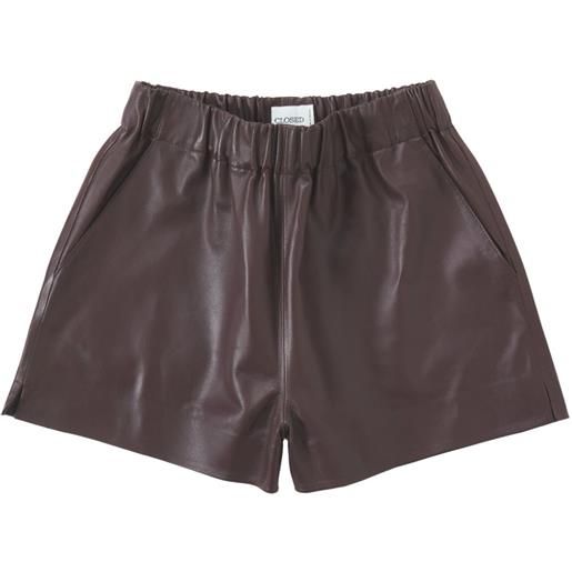 Closed shorts con vita elasticizzata - marrone