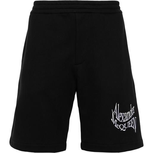 Alexander McQueen shorts sportivi con ricamo - nero