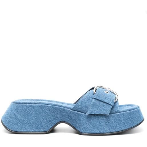 Vic Matie sandali slides denim con suola rialzata - blu