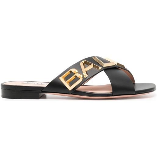 Bally sandali con placca logo - nero